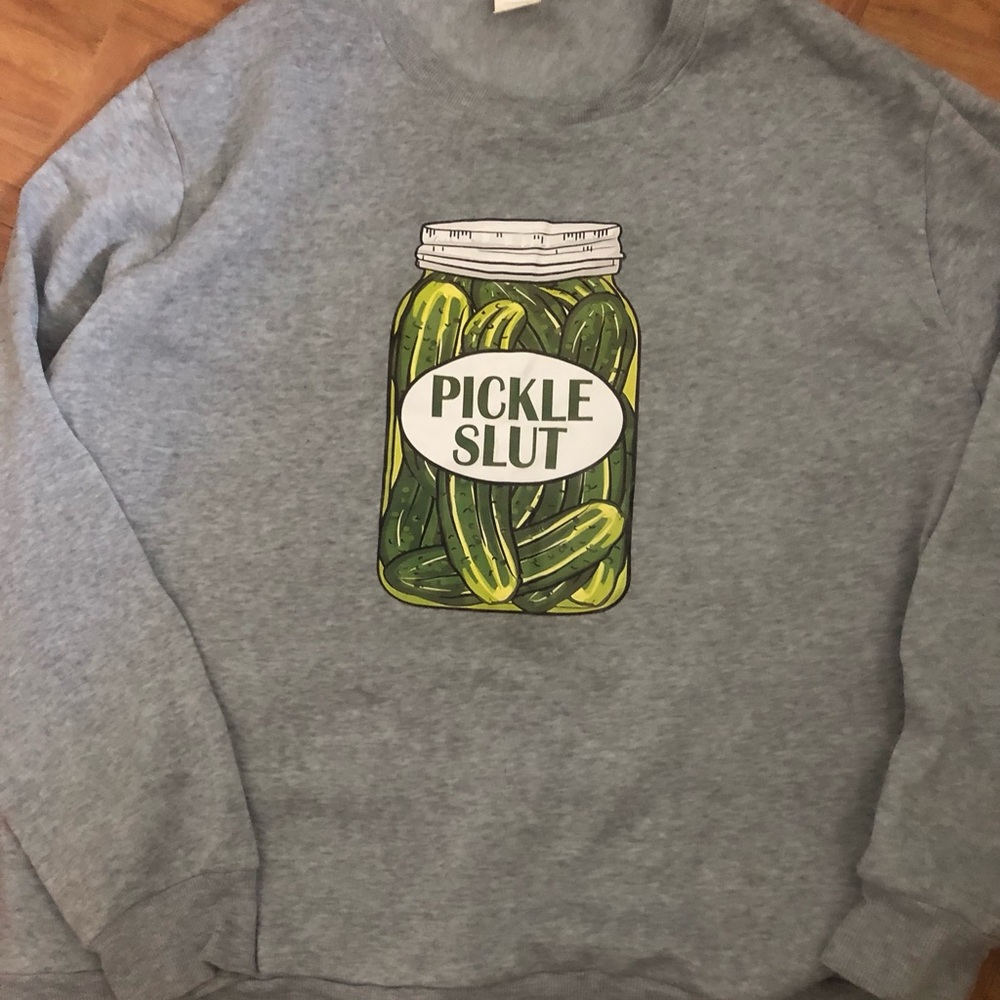 Women’s Gray Pickle Funny Graphic Top Sweatshirt sweater
